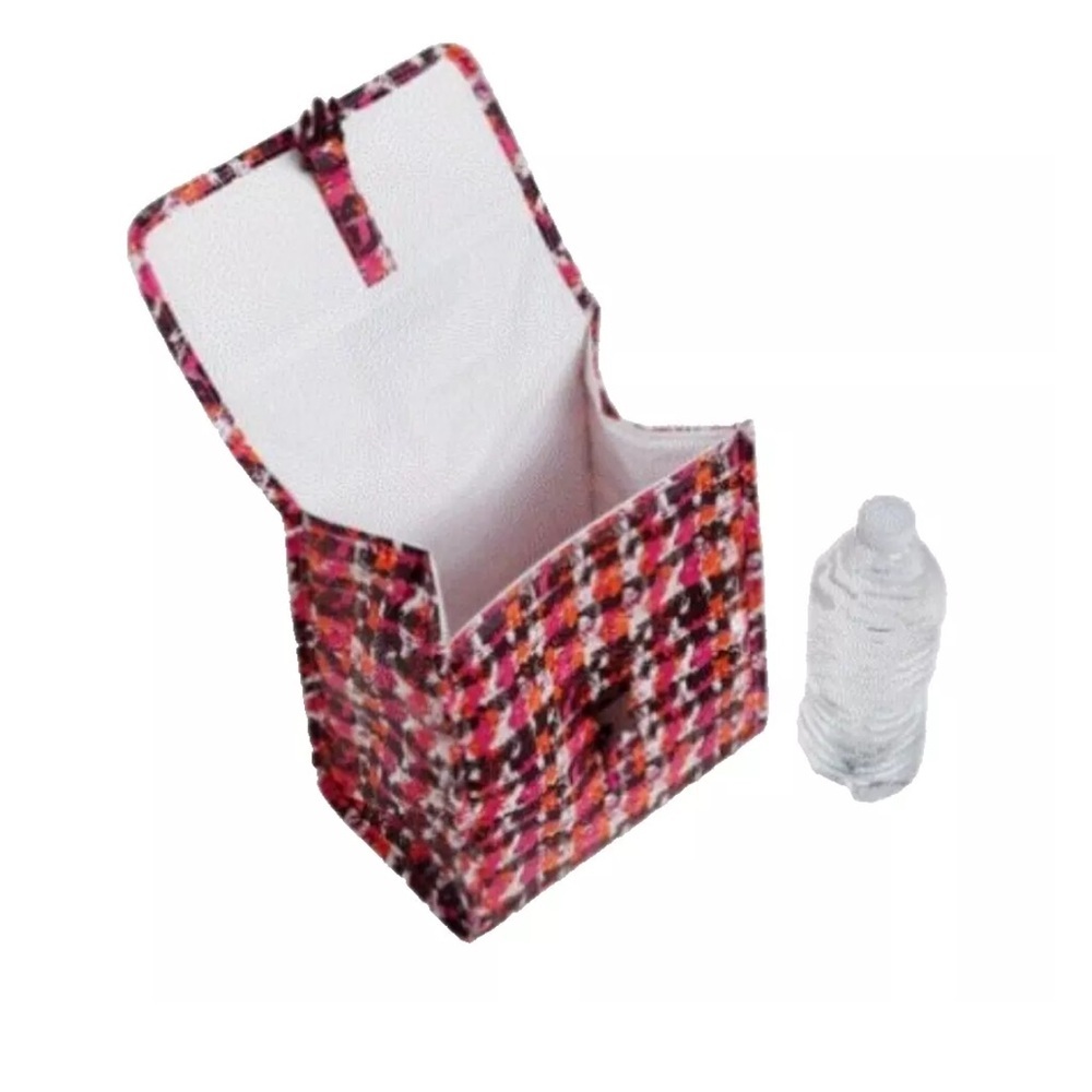 Vera Bradley Lunch box Sack Houndstooth Tweed Pink Brown Insulated